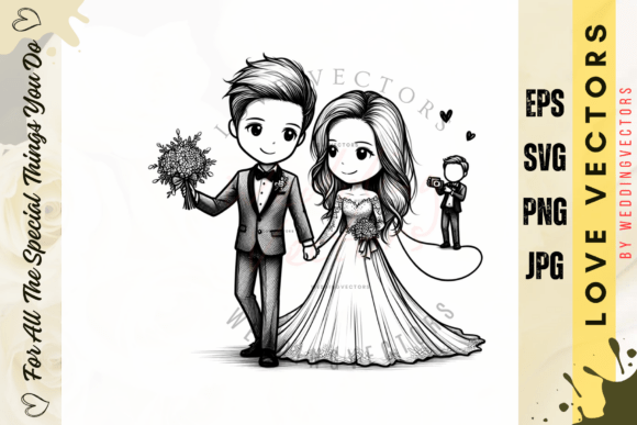 C2661: Modern Wedding Couple Vectors for Design