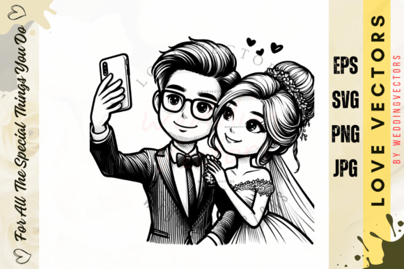C3218: Elegant Wedding Couple & Love Vectors