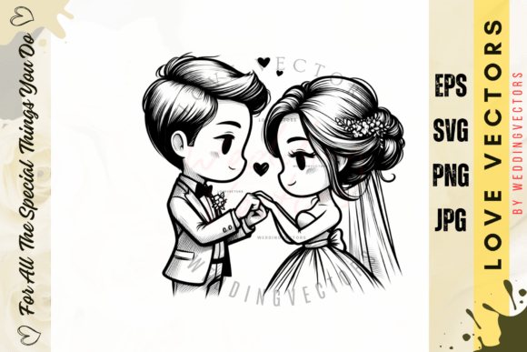 C3688: Luxury Wedding Couple & Love Vectors