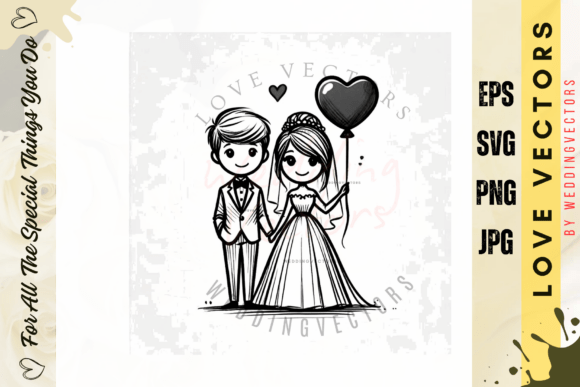 C3733: Elegant Wedding Couple & Love Vectors