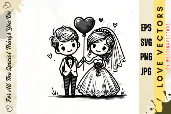 Elegant Wedding Couple and Love Vectors: C3703 Design Collection