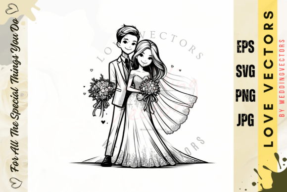 Elegant Wedding Couple and Love Vectors for Designers