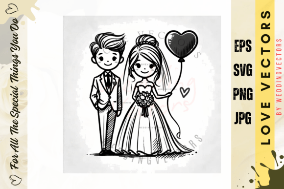 Elegant Wedding Couple and Love Vectors: The C3620 Design Asset