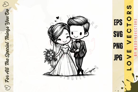 Elegant Wedding Illustrations: The C2631 Love Vector Collection