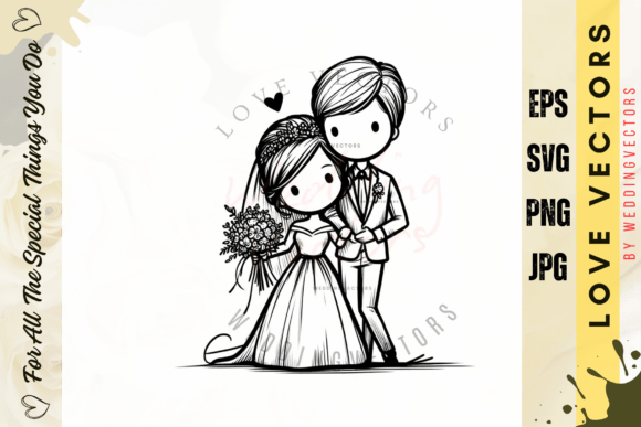 Elevate Designs with Wedding Couple and Love Vectors - C2711
