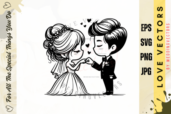 Elevate Romantic Projects with Wedding Couple and Love Vectors - C3740