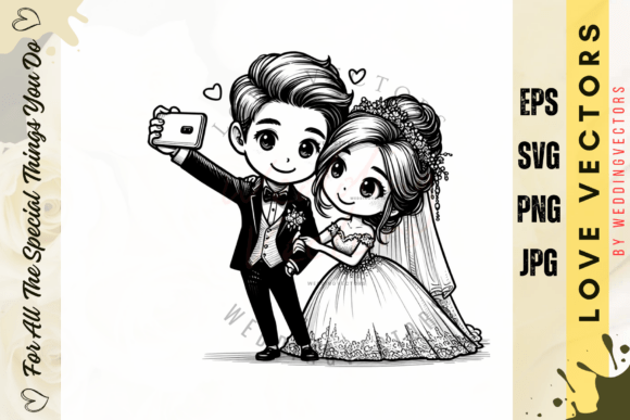 Modern Love in Flat Design: C3171 Wedding Vectors