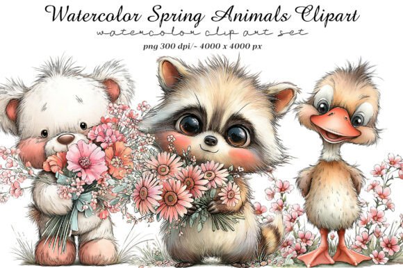Watercolor Spring Animals Clipart: A Versatile Design Asset