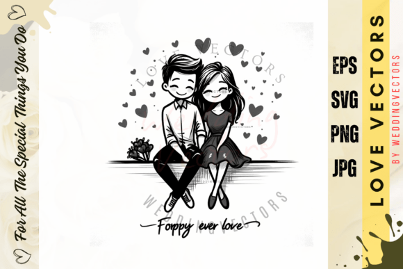 Wedding Couple and Love Vectors: A Minimalist Design Asset