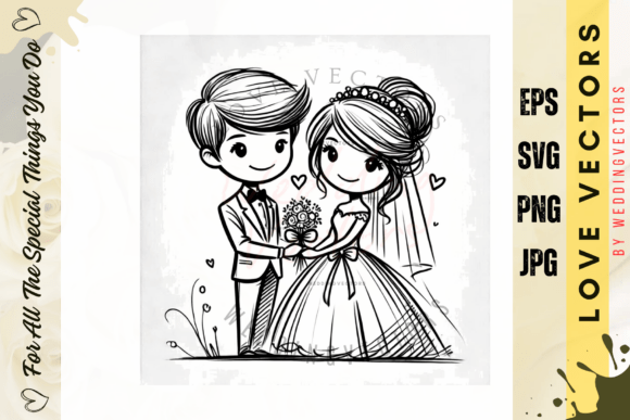 Wedding Couple and Love Vectors - C266: Elegant Design Assets