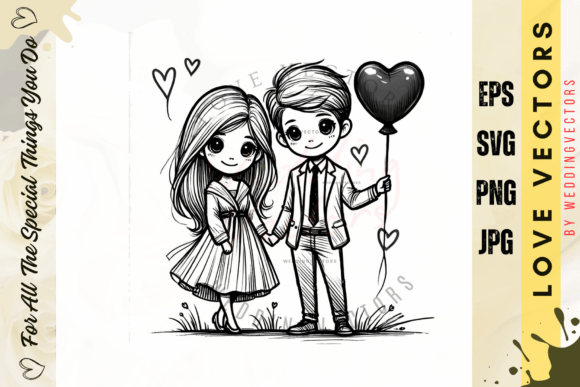 Wedding Couple and Love Vectors - C2684: Elegant Design Assets