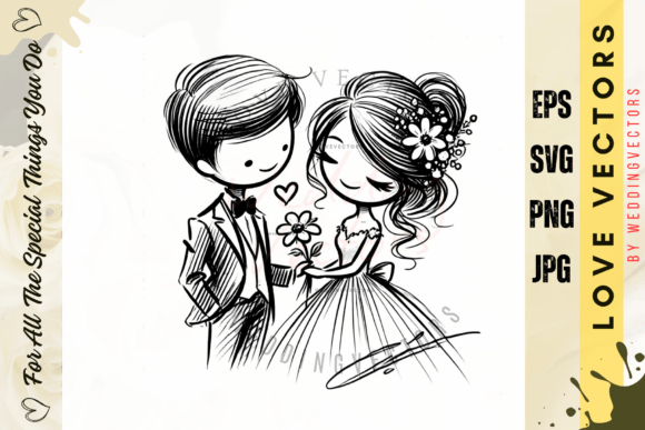Wedding Couple and Love Vectors - C270: A Design Asset