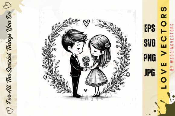 Wedding Couple and Love Vectors - C3209: A Romantic Design Asset