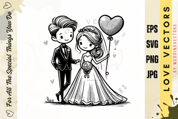 Wedding Couple and Love Vectors - C3241: Elegant Design Assets
