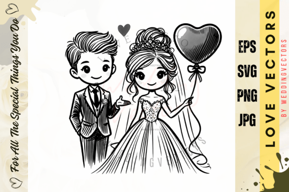 Wedding Couple and Love Vectors - C3289: Design Elegance