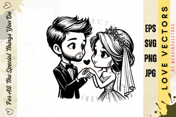 Wedding Couple and Love Vectors - C3636: Elegant Design Assets