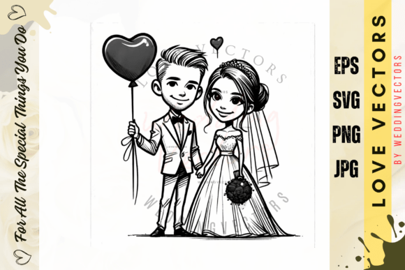 Wedding Couple and Love Vectors - C3637: Elegant Design Assets