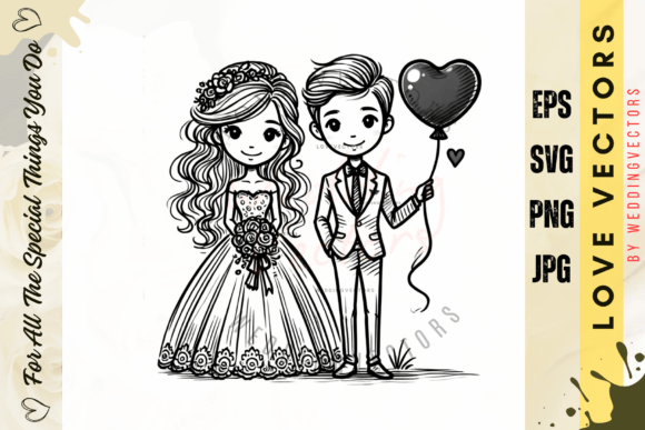 Wedding Couple and Love Vectors - C3683: A Modern Design Asset