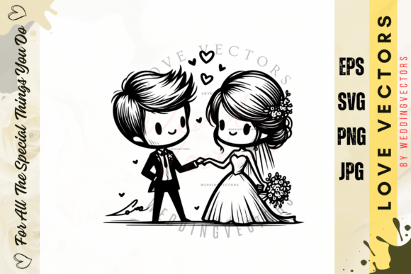 Wedding Couple and Love Vectors - C3690: Elegant Design Assets