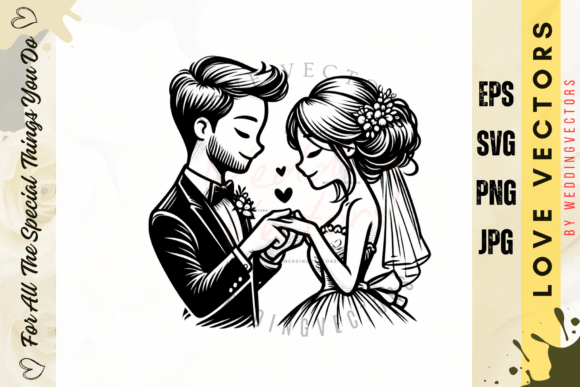 Wedding Couple and Love Vectors - C3704: A Design Asset