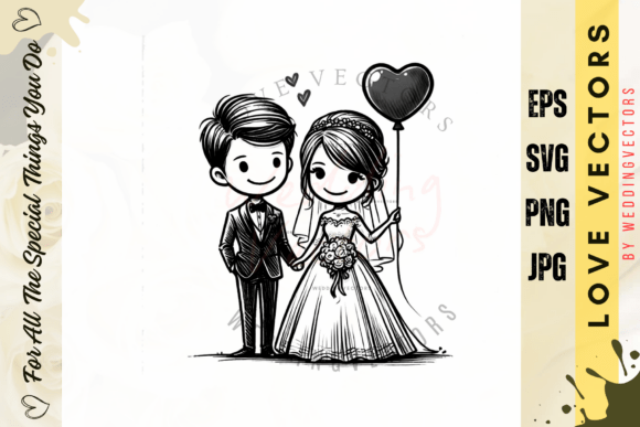 Wedding Couple and Love Vectors - C3713