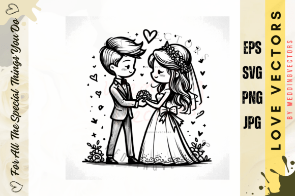 Wedding Couple and Love Vectors - C3728
