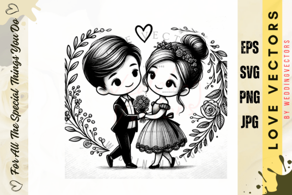 Wedding Couple and Love Vectors - C3765: A Design Asset