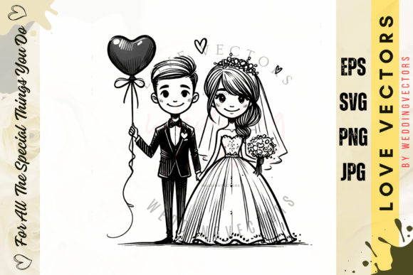 Wedding Couple & Love Vectors: C3657 Design Assets