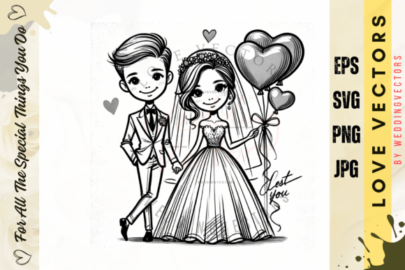 Wedding Couple & Love Vectors: Vintage Charm for Modern Design