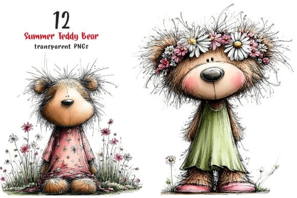 Whimsical Summer Teddy Bear Clipart: Your Design Toolkit